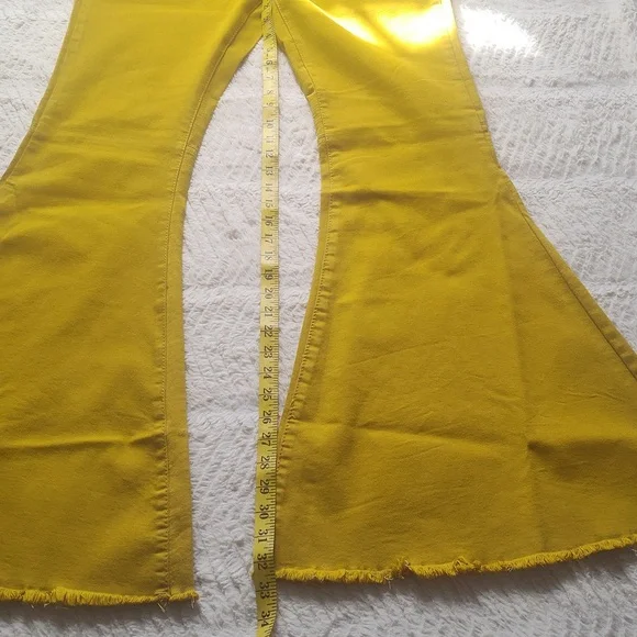 Home Folk Mustard Yellow Wide Flare Women's Pants Size 12 NWT Bell bottom - Picture 10 of 16